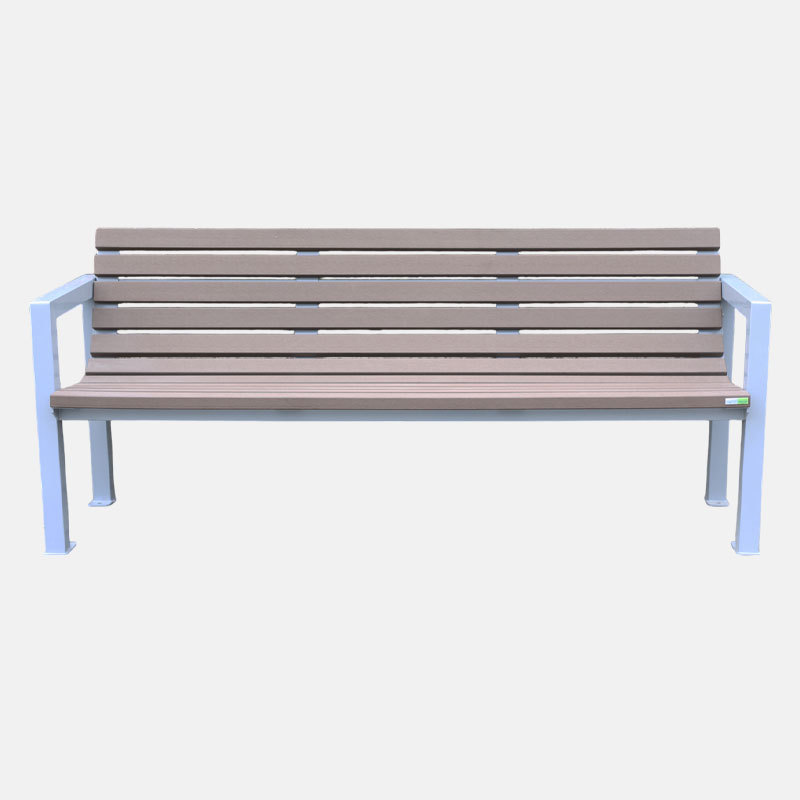 Garden bench with backrest - Composite wood and steel frame