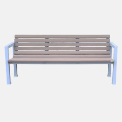 Garden bench with backrest - Composite wood and steel frame