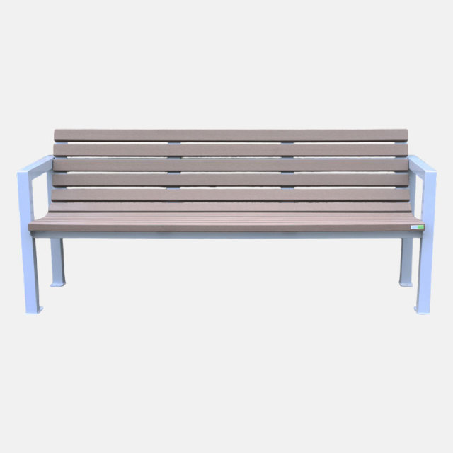 Garden bench with backrest - Composite wood and steel frame