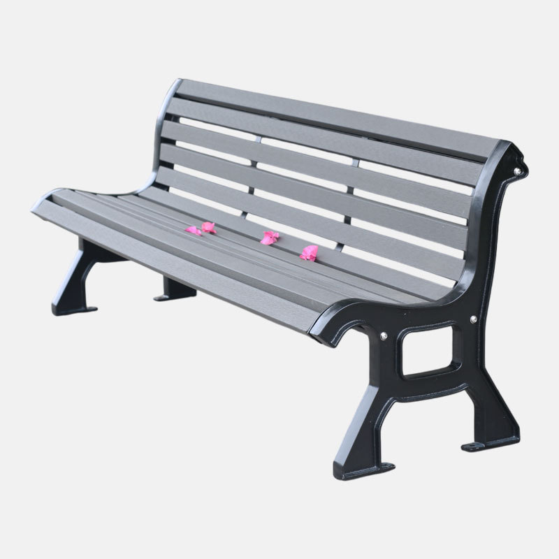 8-Foot Composite Park Bench - Gray Iron and Cast Iron