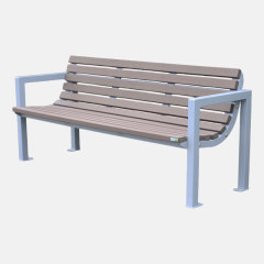 Garden bench with backrest - Composite wood and steel frame