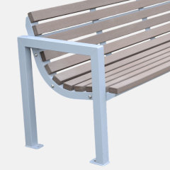 Garden bench with backrest - Composite wood and steel frame