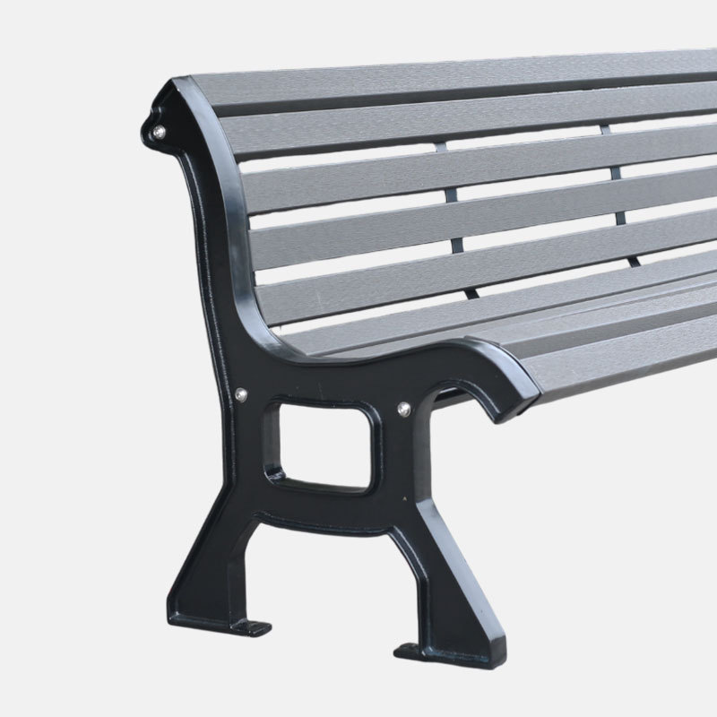 8-Foot Composite Park Bench - Gray Iron and Cast Iron