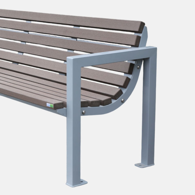 Garden bench with backrest - Composite wood and steel frame