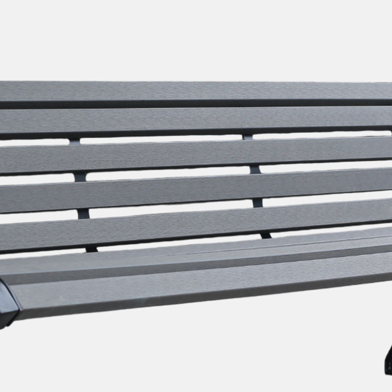 8-Foot Composite Park Bench - Gray Iron and Cast Iron