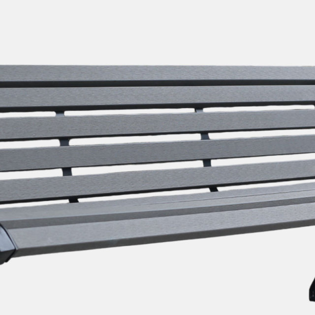 8-Foot Composite Park Bench - Gray Iron and Cast Iron