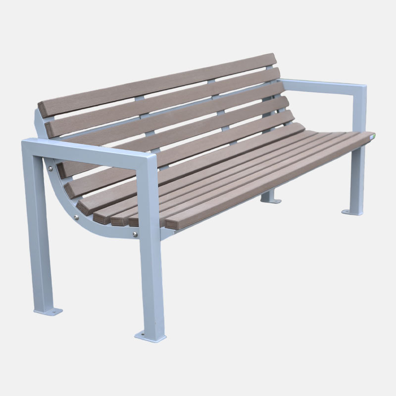 Garden bench with backrest - Composite wood and steel frame