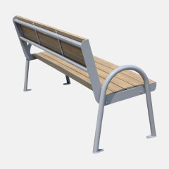 Powder-Coated Steel Garden Bench with Backrest - Durable Plastic Wood