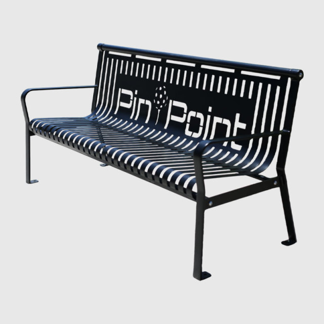 Commercial Park Bench - 6ft Outdoor Steel with Backrest
