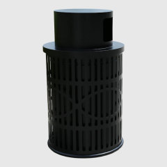 Round Outdoor Trash Can - Die-Stamped Lid, 36 Gallon Capacity