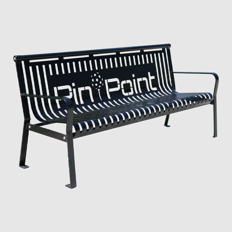Commercial Park Bench - 6ft Outdoor Steel with Backrest