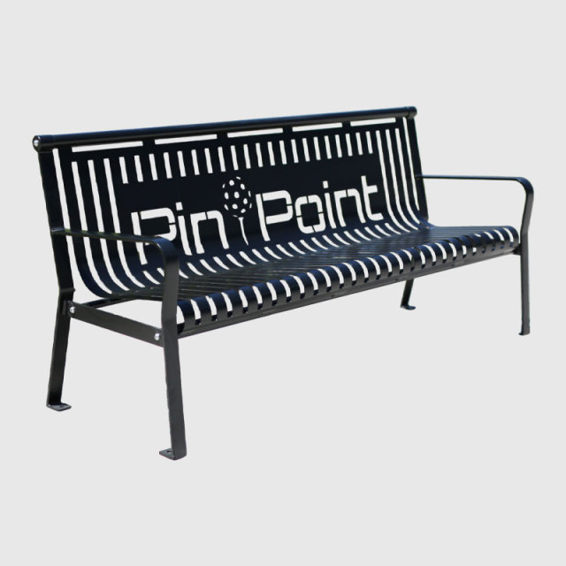 Commercial Park Bench - 6ft Outdoor Steel with Backrest