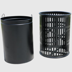 Round Outdoor Trash Can - Die-Stamped Lid, 36 Gallon Capacity
