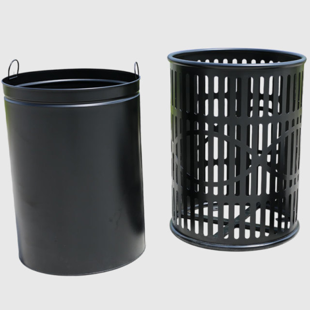 Round Outdoor Trash Can - Die-Stamped Lid, 36 Gallon Capacity