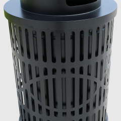 Round Outdoor Trash Can - Die-Stamped Lid, 36 Gallon Capacity