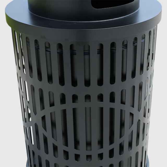Round Outdoor Trash Can - Die-Stamped Lid, 36 Gallon Capacity