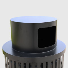 Round Outdoor Trash Can - Die-Stamped Lid, 36 Gallon Capacity