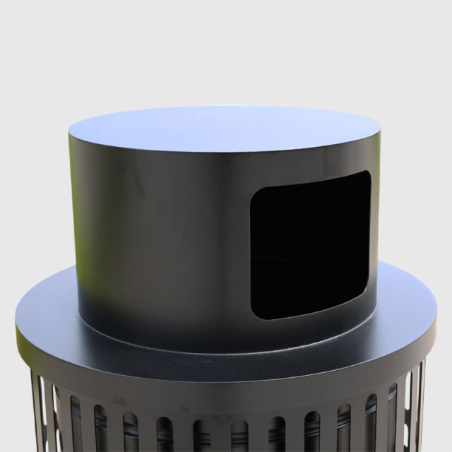 Round Outdoor Trash Can - Die-Stamped Lid, 36 Gallon Capacity