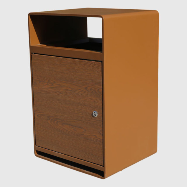 Wood Grain Trash Can - Indoor Outdoor Stainless Steel