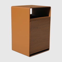 Wood Grain Trash Can - Indoor Outdoor Stainless Steel