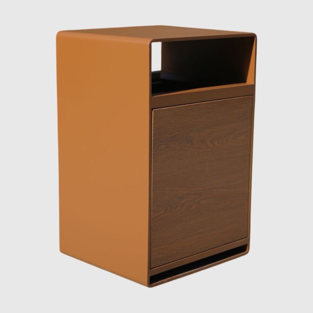 Wood Grain Trash Can - Indoor Outdoor Stainless Steel