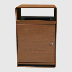 Wood Grain Trash Can - Indoor Outdoor Stainless Steel