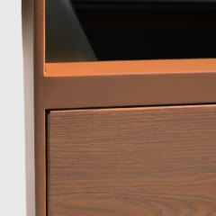 Wood Grain Trash Can - Indoor Outdoor Stainless Steel