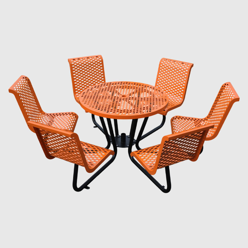 Outdoor Picnic Table with Chairs - 6-Person Steel Dining Set