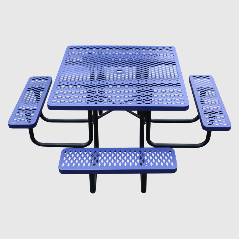 4-Person Blue Picnic Table - Commercial Steel Outdoor Furniture