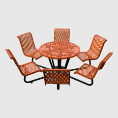 Outdoor Picnic Table with Chairs - 6-Person Steel Dining Set