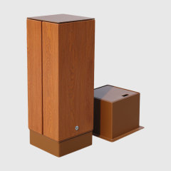Wood Effect Road Barrier - Aluminum Pre Embedded Base - yalau
