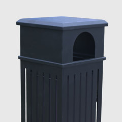 Black Commercial Galvanized Steel Trash Can - Lock Lid with Ashtray