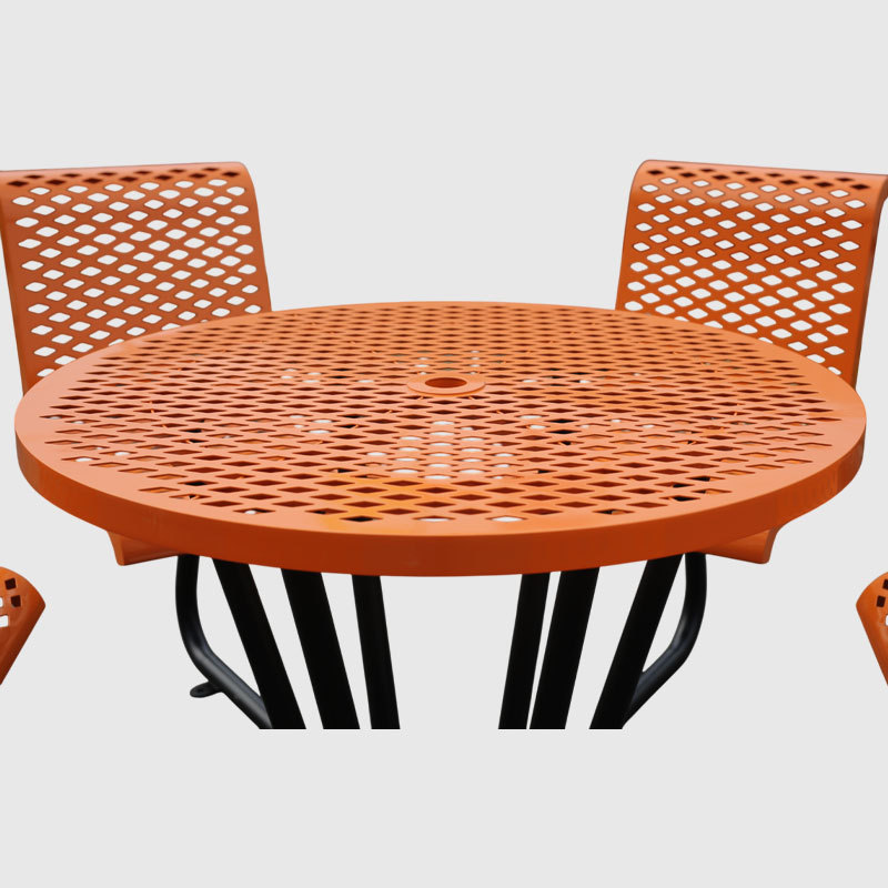 Outdoor Picnic Table with Chairs - 6-Person Steel Dining Set
