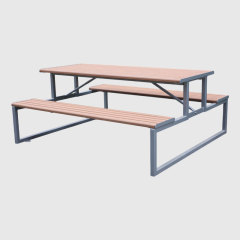 Heavy-Duty Park Picnic Table - Double-Sided 6ft Outdoor Bench Set