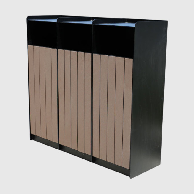 Lockable Commercial Trash Can - 40-Gallon Outdoor Steel Wood Bin