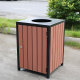 Wood and Steel Outdoor Trash Can - Elegant Open-Top Public Bin