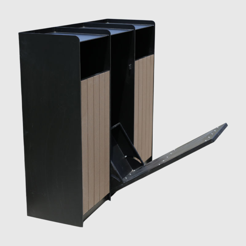 Lockable Commercial Trash Can - 40-Gallon Outdoor Steel Wood Bin