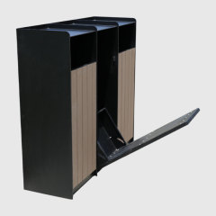 Lockable Commercial Trash Can - 40-Gallon Outdoor Steel Wood Bin