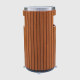 Plastic Wood Outdoor Metal Garbage Bin- Stainless Steel Lid