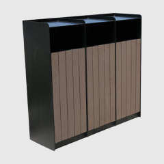 Lockable Commercial Trash Can - 40-Gallon Outdoor Steel Wood Bin