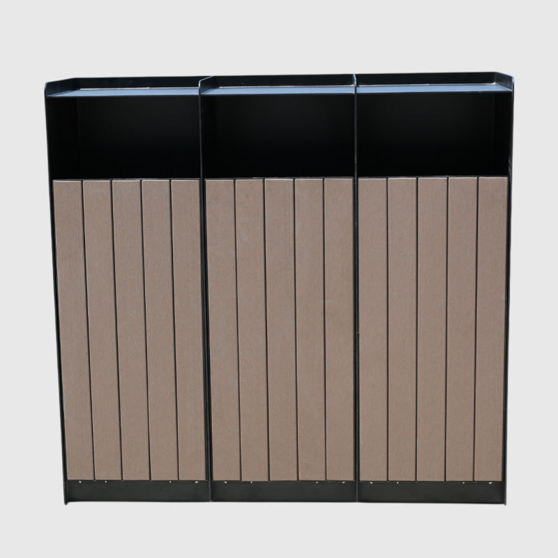 Lockable Commercial Trash Can - 40-Gallon Outdoor Steel Wood Bin