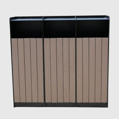 Lockable Commercial Trash Can - 40-Gallon Outdoor Steel Wood Bin