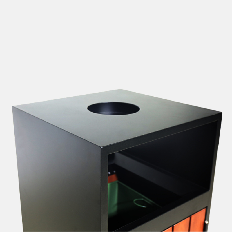 Custom Steel Wood Trash Can - Vandal Proof Commercial Bin - yalau