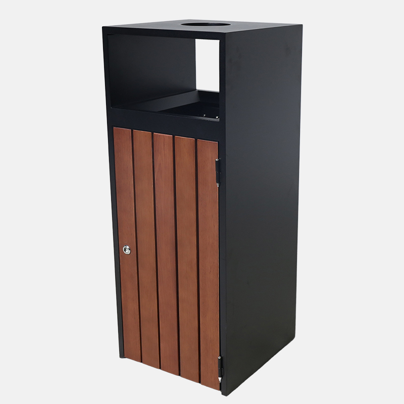 Custom Steel Wood Trash Can - Vandal Proof Commercial Bin - yalau