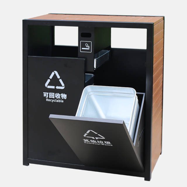 Wooden Trash Can for Scenic Spots - Classification Bin