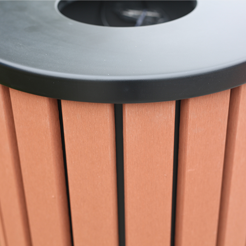 Plastic Wood Trash Can - Durable Outdoor Waste Bin for Parks