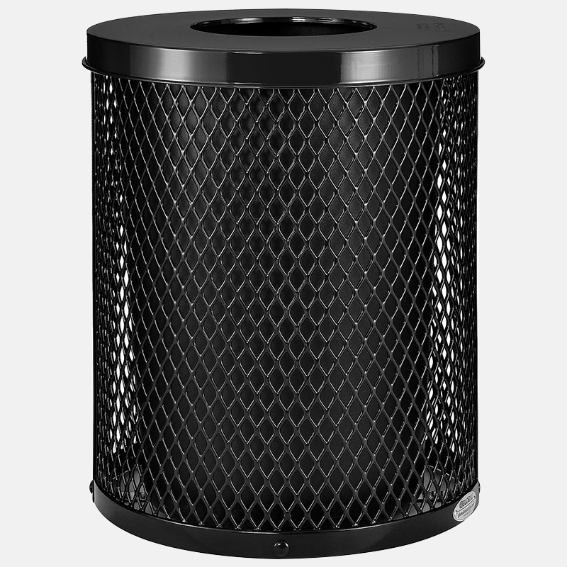 Diamond Mesh Trash Can - 32-Gallon Steel , Anti-Vandal