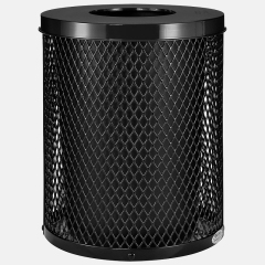 Diamond Mesh Trash Can - 32-Gallon Steel , Anti-Vandal