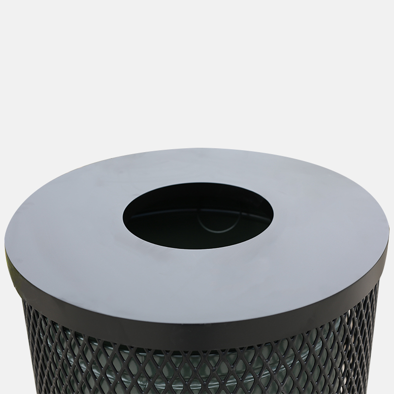 Diamond Mesh Trash Can - 32-Gallon Steel , Anti-Vandal