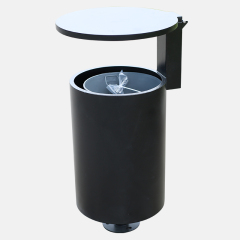 Powder-Coated Circular Metal Trash Can-Galvanized Steel Waste Bin